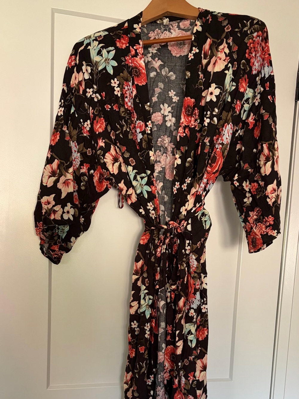 Pinkblush Black Floral Kimono Robe (maternity/postpartum)